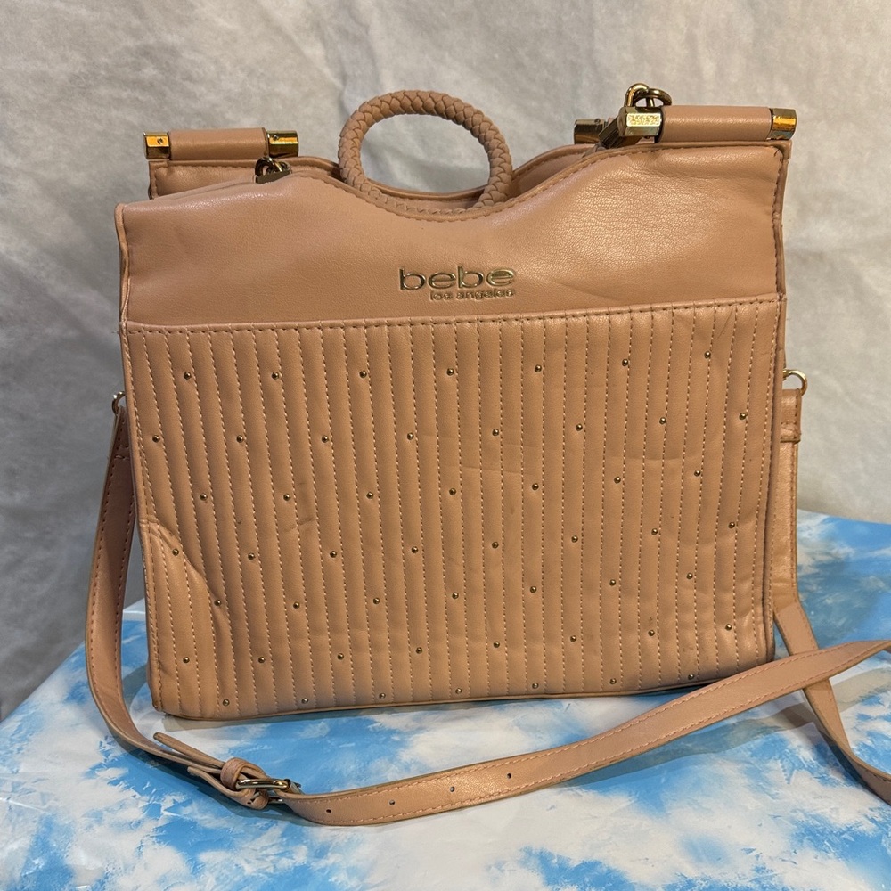 Bebe Beige pink studded bag